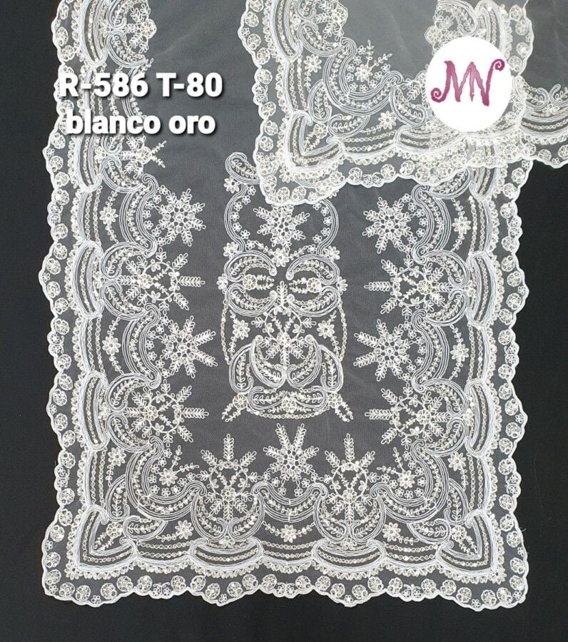 MANTELETAS DE TUL BLANCO ORO T- 80 REF-586