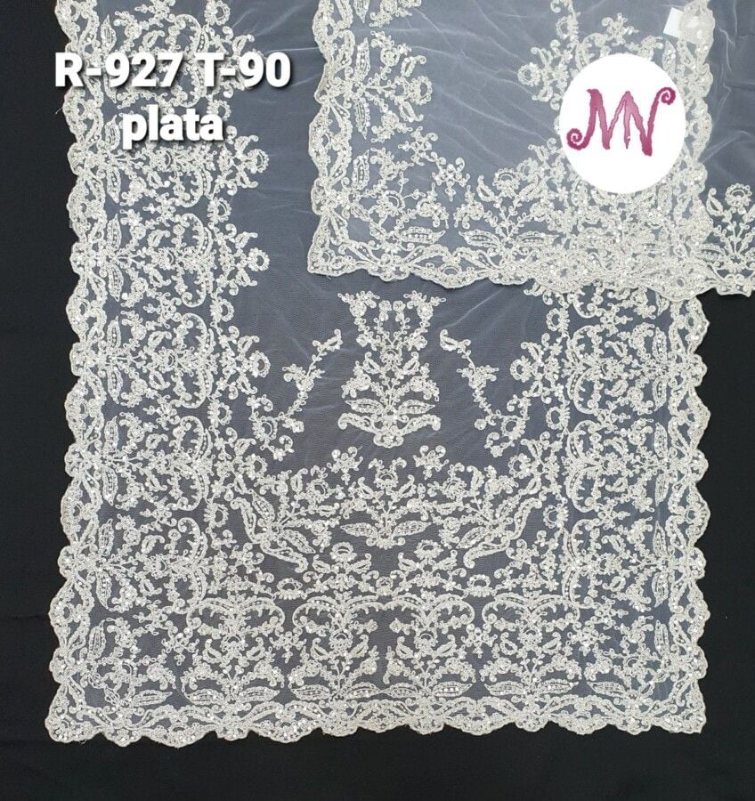 MANTELETAS DE TUL PLATA T- 90 REF-927